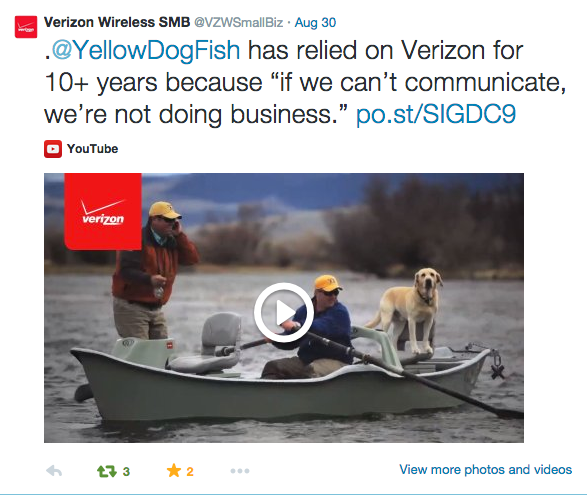 VERIZON SENDS A TWEET |  YELLOW DOG FLYFISHING ADVENTURES