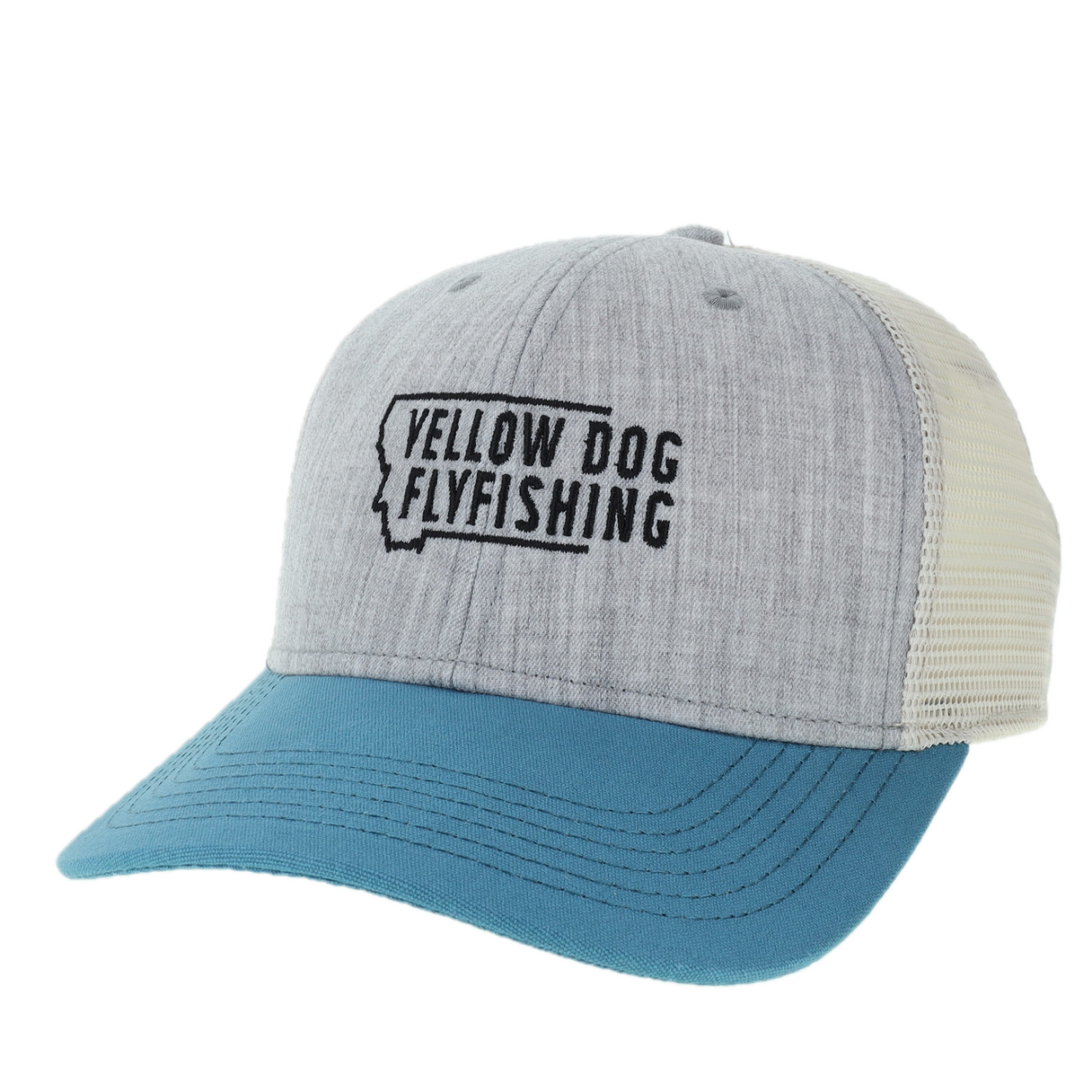 Yellow Dog Trucker Hat - Melange Grey/Pacific Blue/Stone