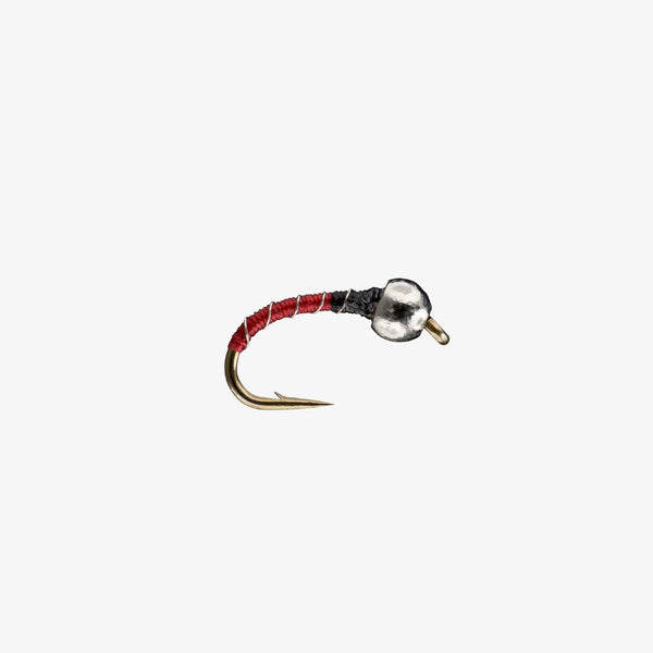 Tungsten Bead Zebra Midge - Red/Black - Size18