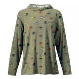 Orvis Men's Sun Defense Printed Hoodie - Moss Green Mary Orvis Flies