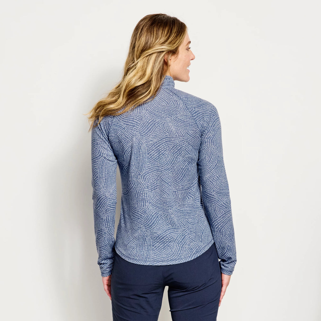 Orvis Women's Dricast Printed Quarter-Zip - Blue Dotted Swirl