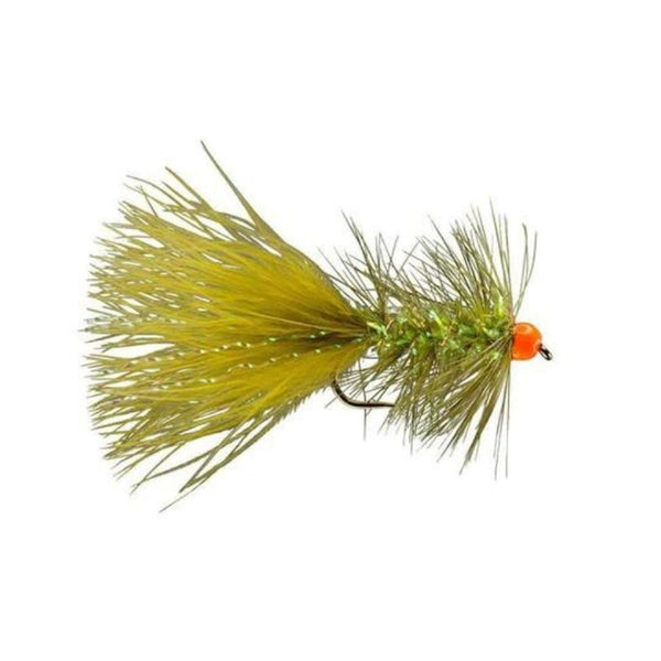 Tungsten Bead Krystal Bugger - Olive/Hot Orange